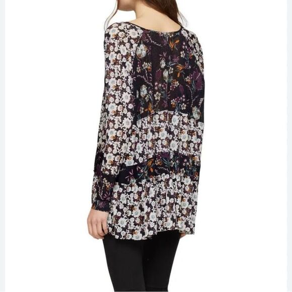 Free People Isabelle floral sheer mesh tunic top blouse Size S boho oversized fl - Picture 4 of 14